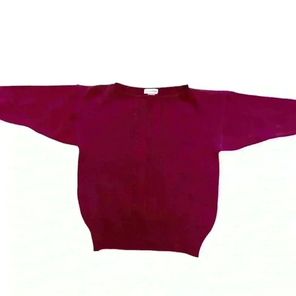 Vintage Evan Picone Turkish Wool Sweater Size L Eggplant/Plum 3/4 Sleeves Fall - Picture 5 of 8